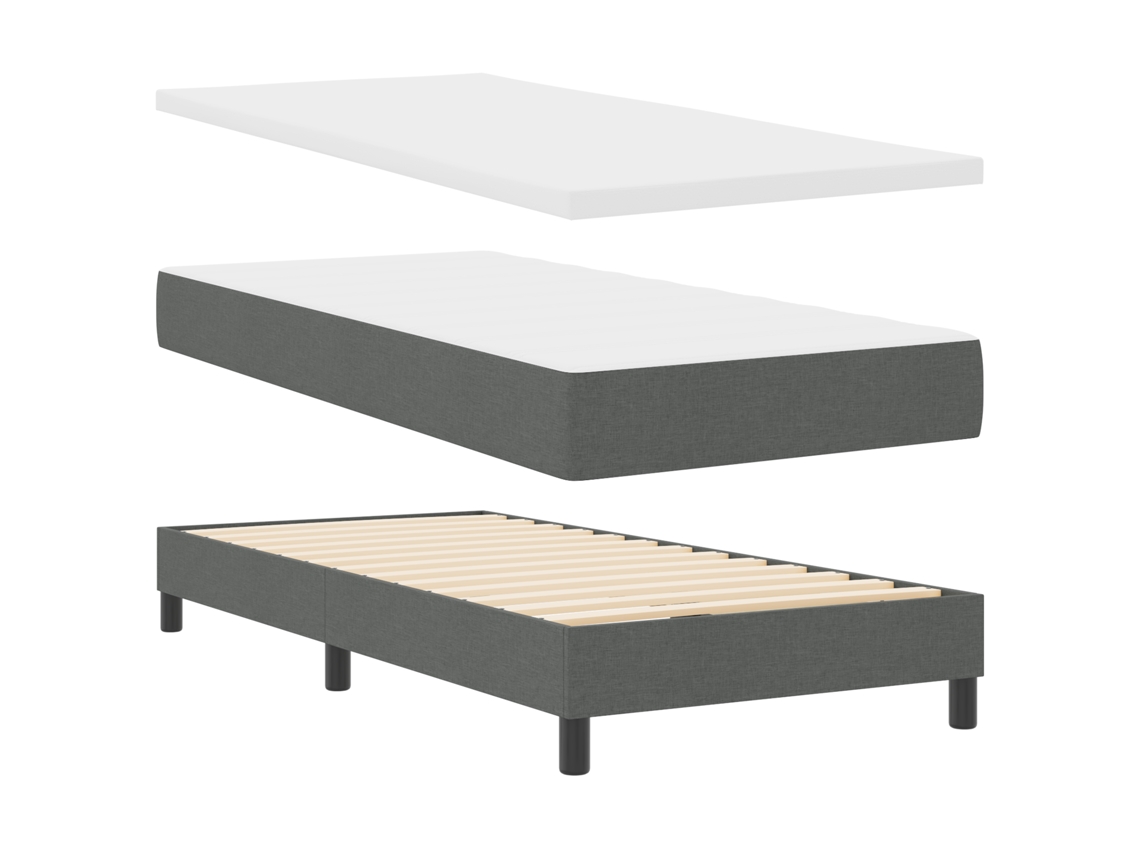 Conjunto 1 Cama Box Vidaxl Cinzento Tecido (190 X 90 Cm)