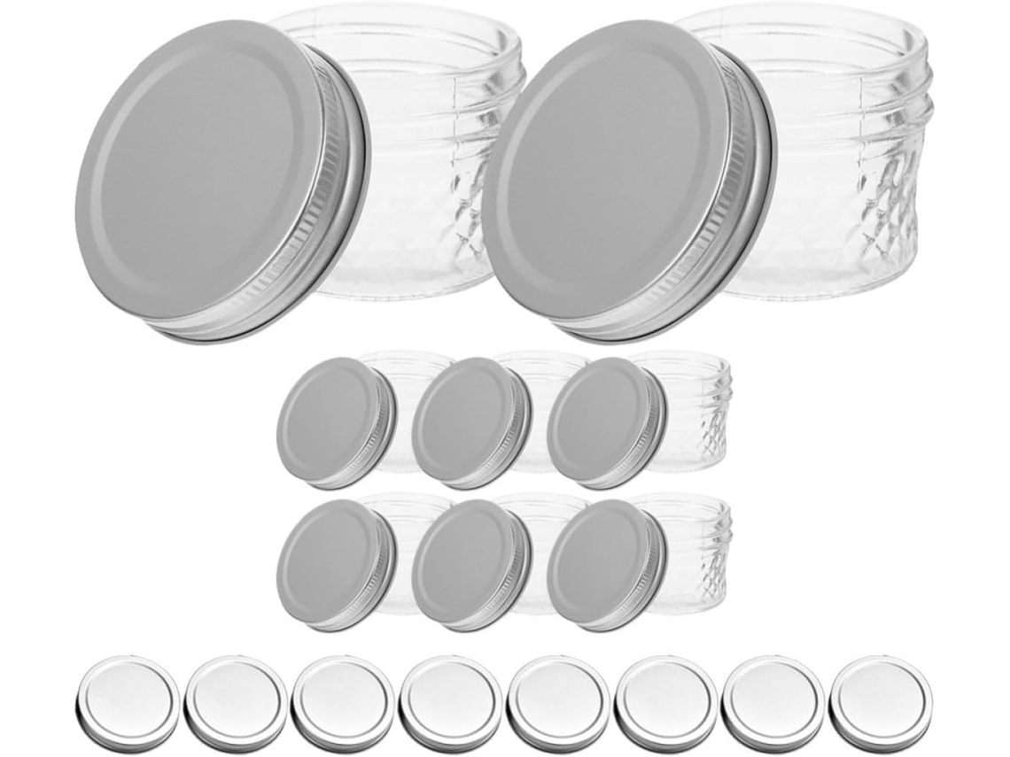 Conjunto Luxshiny De 16 Potes Vidro Para Conservas 120ml Com Tampas Herméticas, Práticos E Fáceis De Lavar Para Cozinha