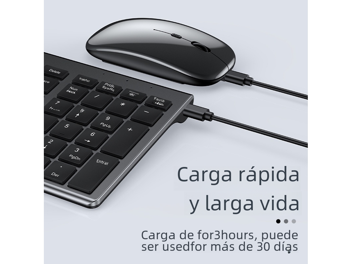 Conjunto De Teclado E Mouse Sem Fio, Cinza, Bluetooth 5.0 E 2.4g De Banda Dupla, Recarregável.