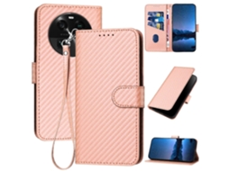 Capa De Celular De Couro Com Fivela De Fibra De Carbono E Cordão Yx0070
