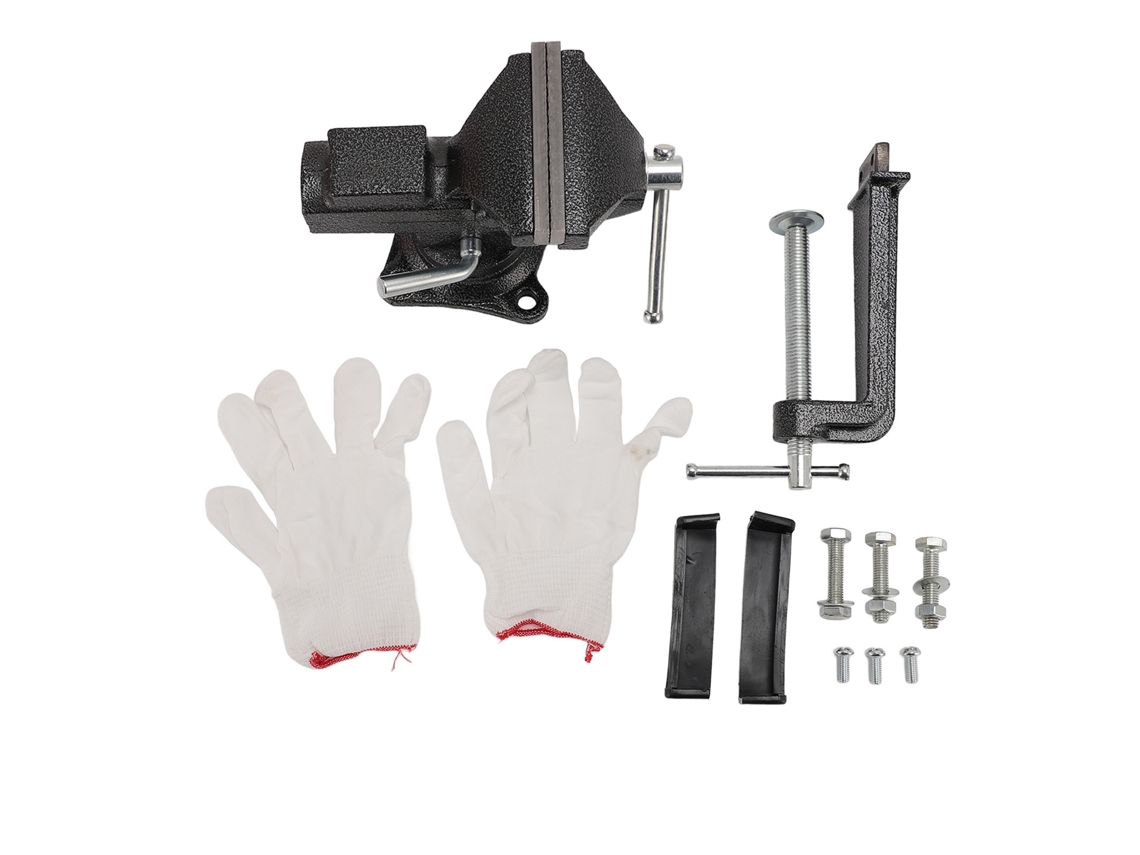 Vise De Bancada Pesada 85mm Base Rotativa 360° 2.44in Mandíbula Universal Com Trava Para Mesa