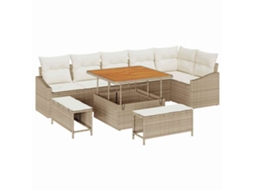 Conjunto 9 Conjunto De Sofá De Jardim Em Rattan Poliéster Vidaxl Bege Vime Pe