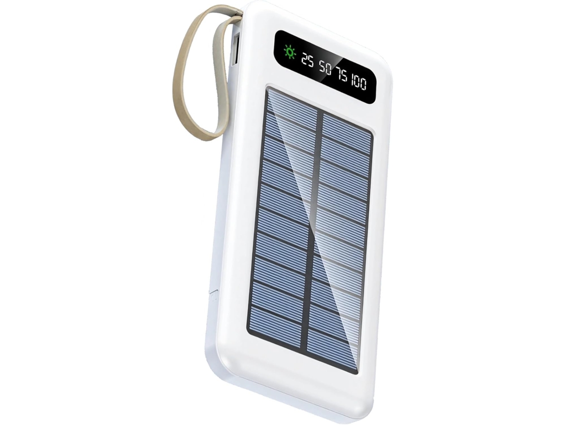 Bateria solar de 10.000 mAh, carregador com múltiplas portas USB, cabos integrados, S/MARCA