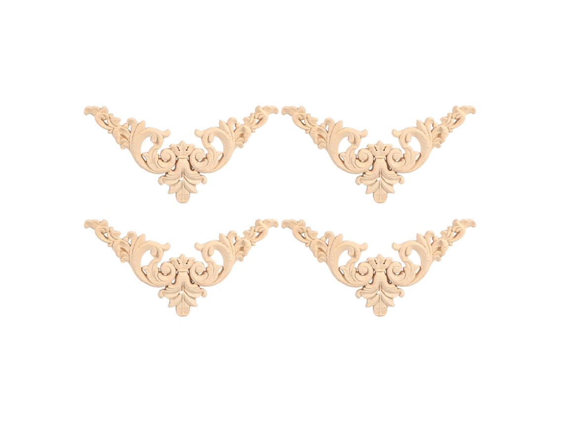 Aplique Canto Flor Madeira Borracha LAXISCREED 4pcs 12x12cm