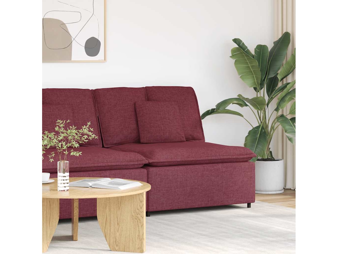 Vidaxl Módulo Central Para Sofá Modular Com Almofadas, Vermelho Vinho, 100 Cm