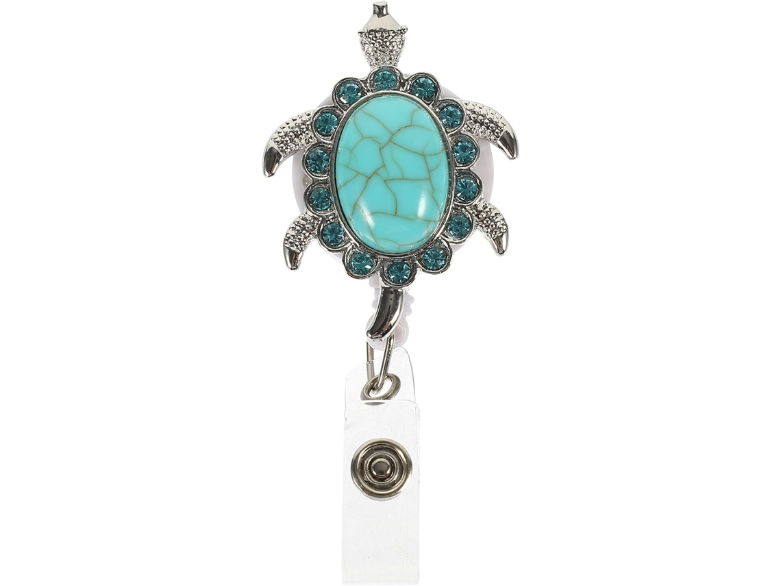Clipe Retrátil para Crachá Fomiyes, Porta Crachá Decorativo Multifuncional para Credenciais, Design Tartaruga em Abs
