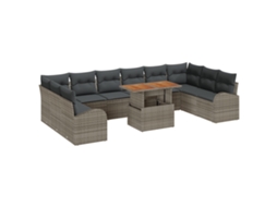 Conjunto 11 Conjunto De Sofá De Jardim Vidaxl Cinzento Vime Pe (100 X 55 X 73 Cm)