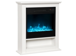 Lareira Elétrica 1800w, Lareira Decorativa Falsa, Efeito de Chama com 9 Cores e 5 de Brilho, 62,5x20x72,5cm, Branco