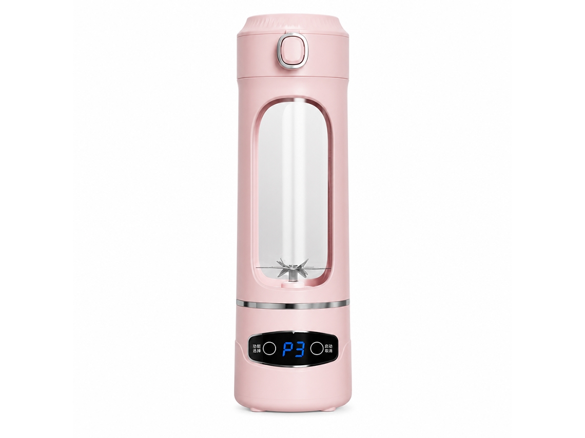Liquidificador Portátil Recarregável Rosa, Copo Para Sumos E Triturar Gelo, 12 Lâminas, Para Casa E Exterior