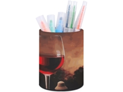 Porta Canetas De Couro Computador, Organizador Redondo Computador, Suporte Garrafa De Vinho Tinto E Lápis
