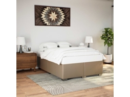 Vidaxl Estrutura De Cama 140x190 Cm Couro Artificial Cappuccino