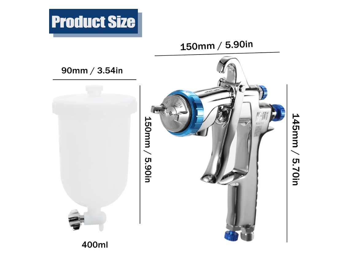 Máquina de pintura manual DIY em aço inoxidável com aeração a ar e copo de alimentação por gravidade - Ferramenta profissional