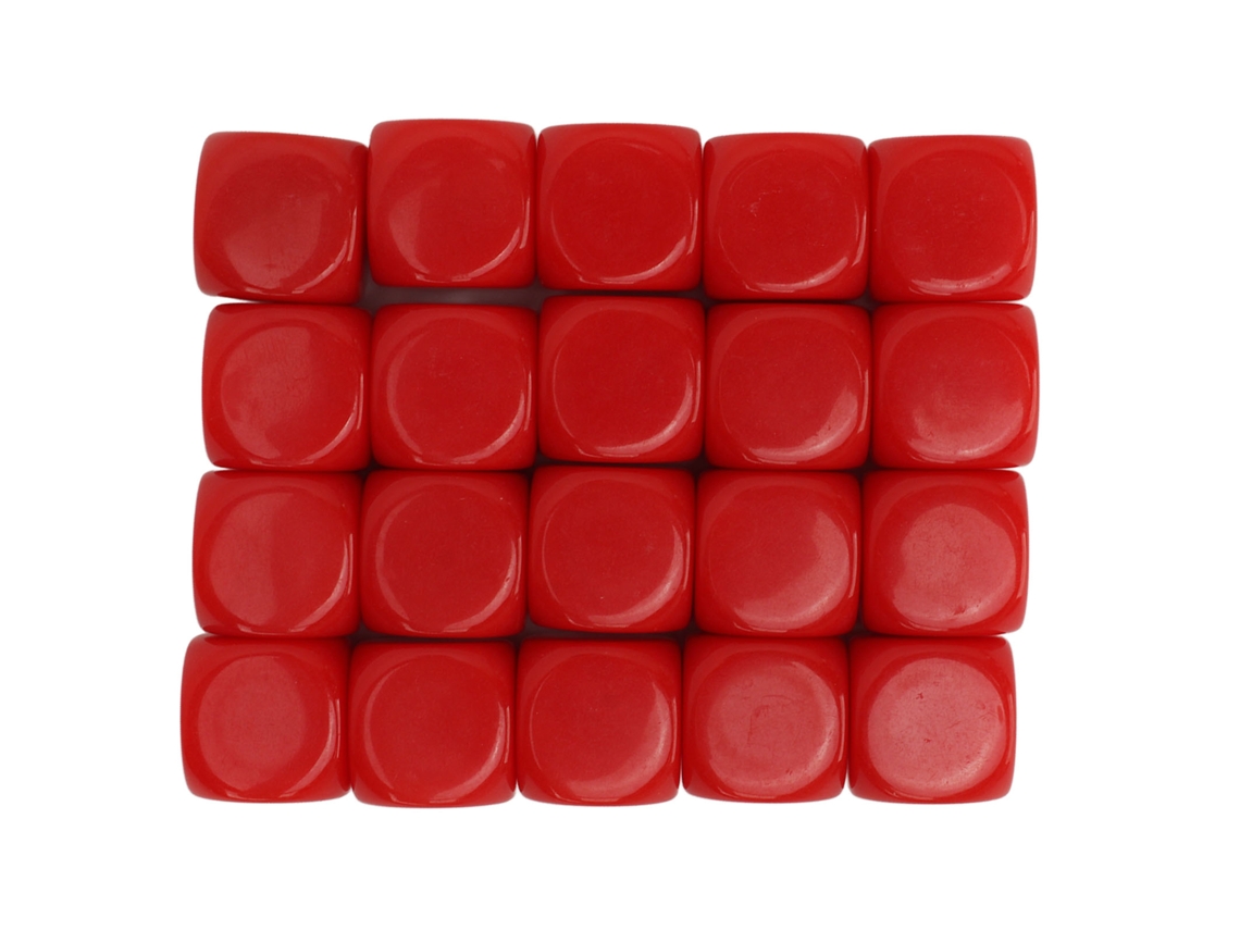 20 Dados De Plástico Branco Com Cantos Arredondados 16mm Para Jogos De Tabuleiro E Ensino Vermelho