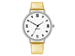 Relógio de Pulso Feminino Stylish com Pulseira de Couro Quarts Cor Dourado