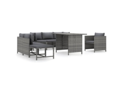 Maison Exclusive - 8 Pcs Conjunto Lounge De Jardim C/ Almofadões Vime Pe Cinzento