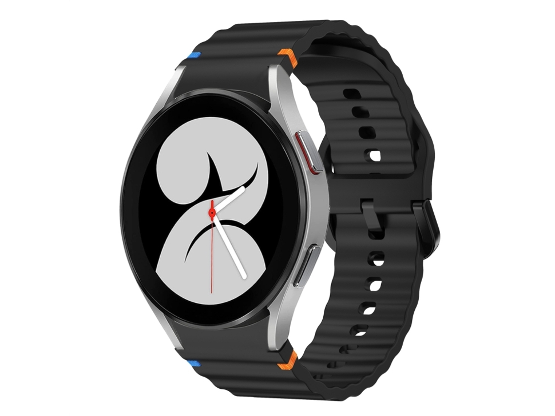 Bracelete Para Samsung Galaxy Watch 4 (40mm/44mm) - Silicone Costurado Com Padrão De Onda - Preto