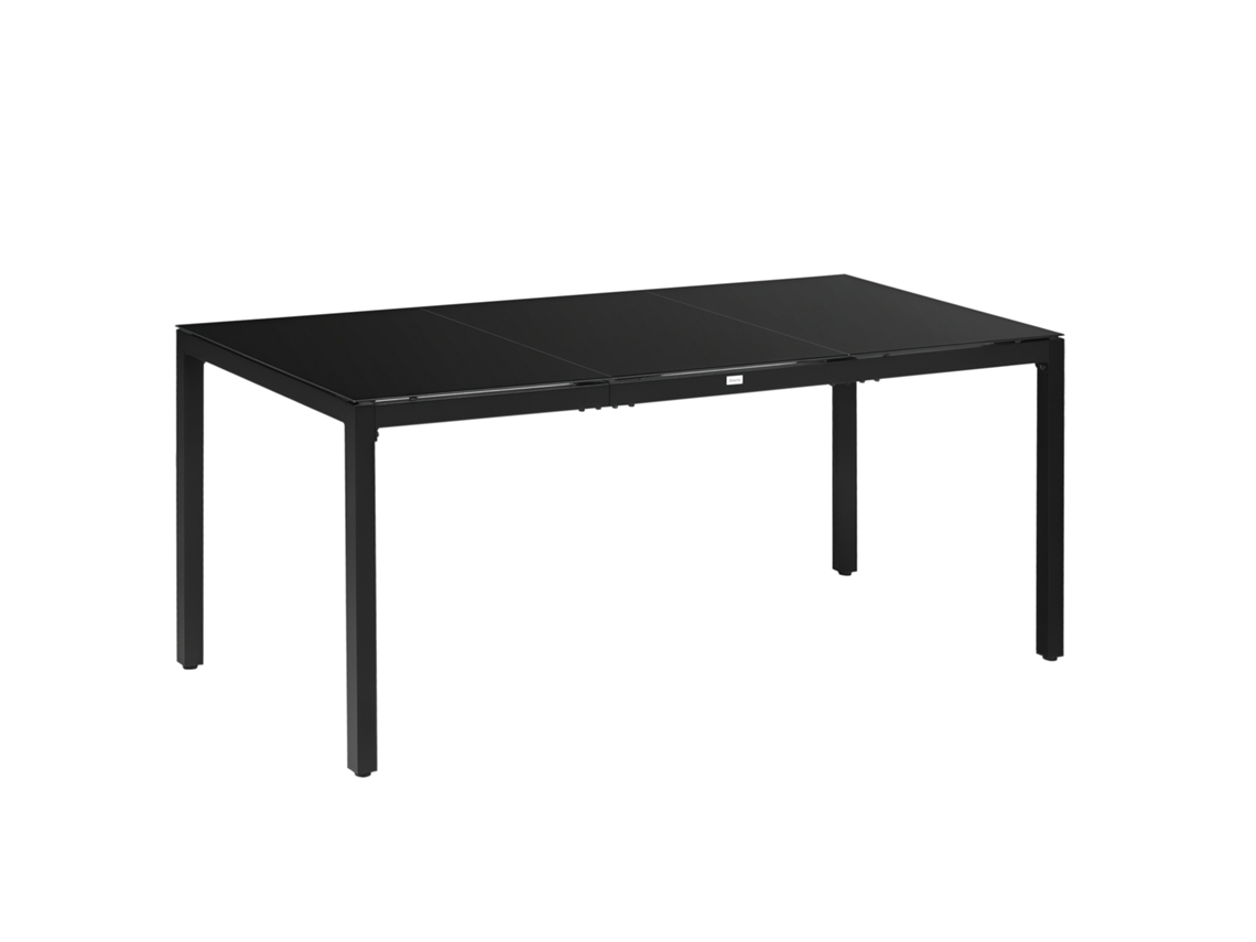 Mesa de Jardim Retangular (vidro Temperado, Alumínio Preto, 8 Lugares)