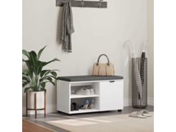 Vidaxl Banco De Hall Com Almofada Com Porta Branco 80 X 38 X 46 Cm