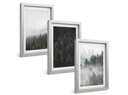 Quadros Decorativos Para Paredeflorestas Verdes, Neblina, Natureza Moldura Prateada Quadros Para O Escritório Espelharte (3 Peças 20x30 Cm)