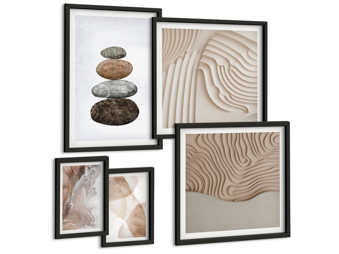 Conjunto De Pinturas Formas Abstratas Pastel Espelharte (5 Peças)