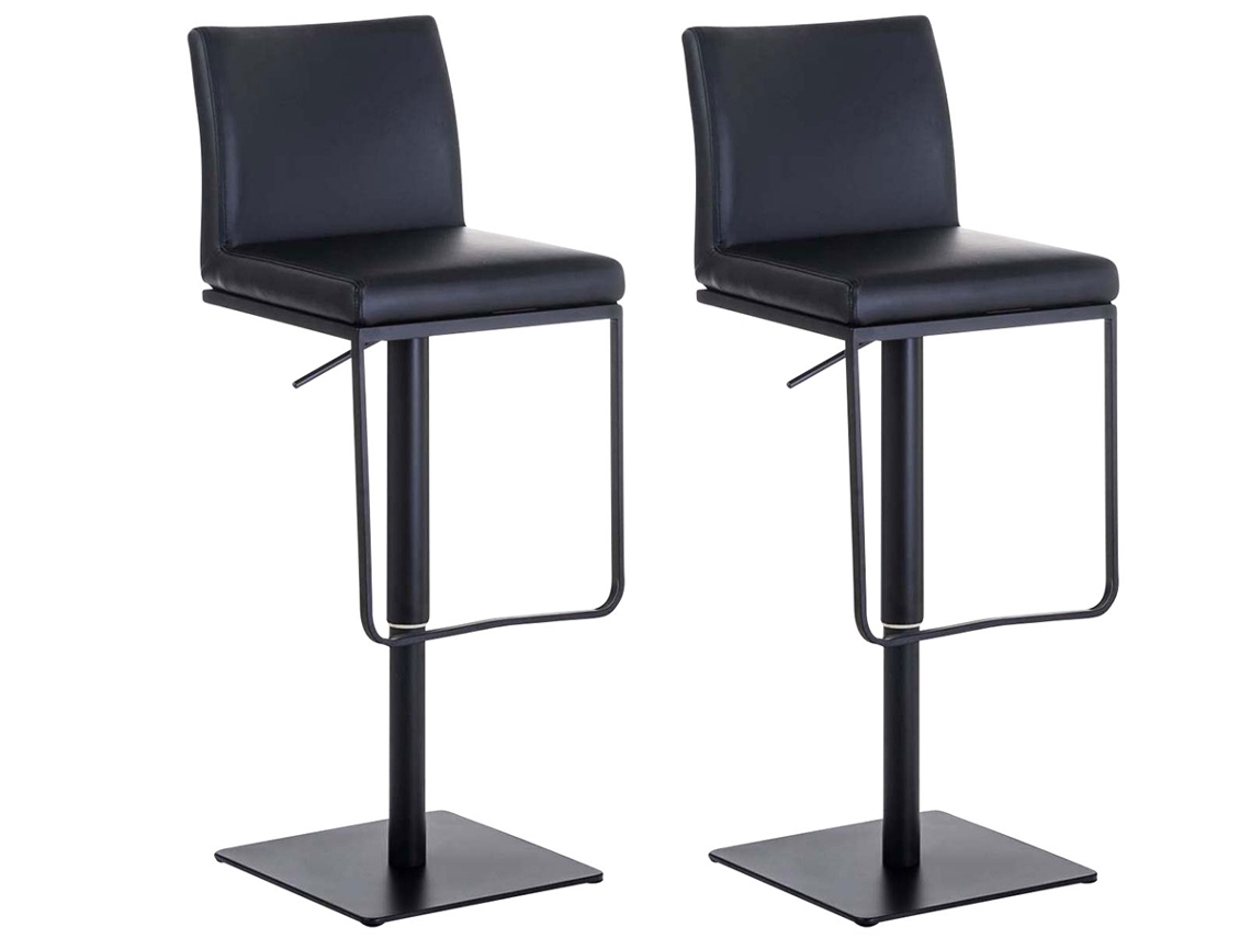 Conjunto de 2 bancos de bar em pele Panamá preto/preto CLP