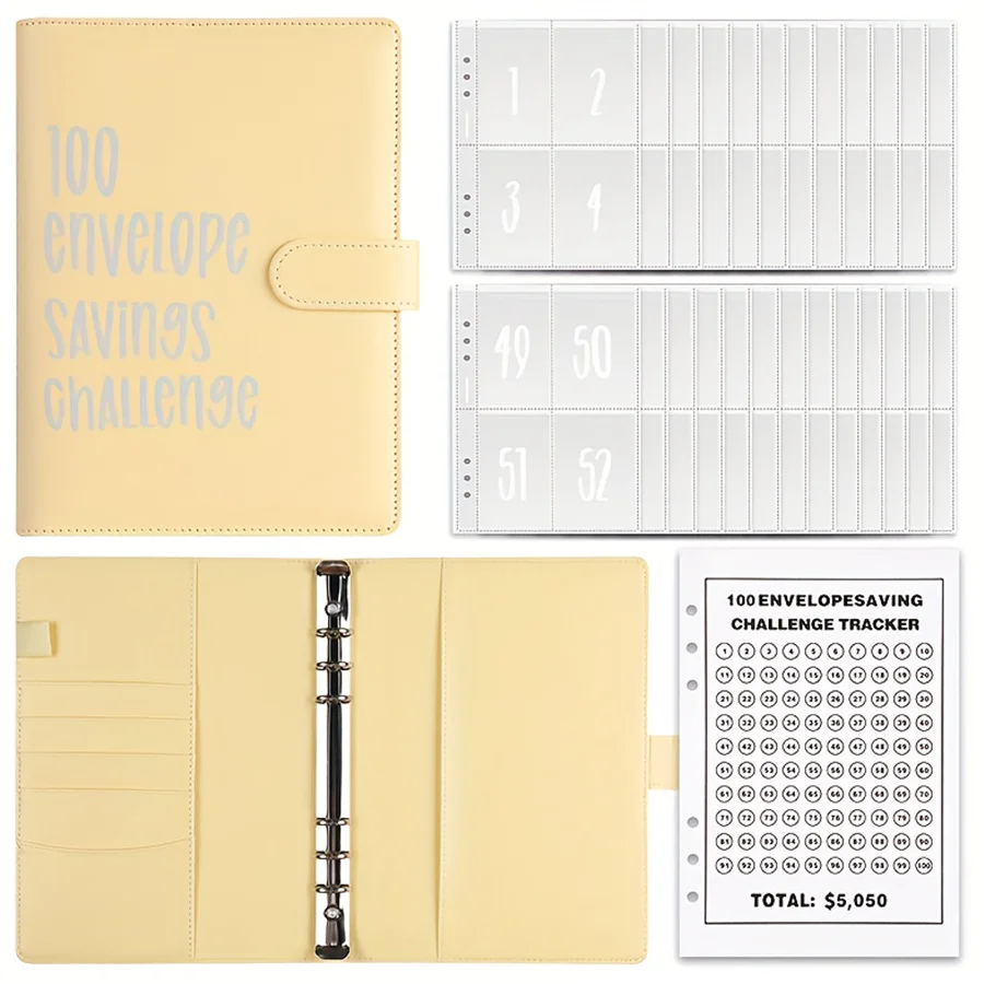 Pasta Para Desafio De Envelopes (amarelos), Pasta Para Desafio De Poupança, Pasta De Orçamento