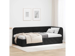 Vidaxl Estrutura de Cama de Canto Preto 100 X 200 Cm Veludo