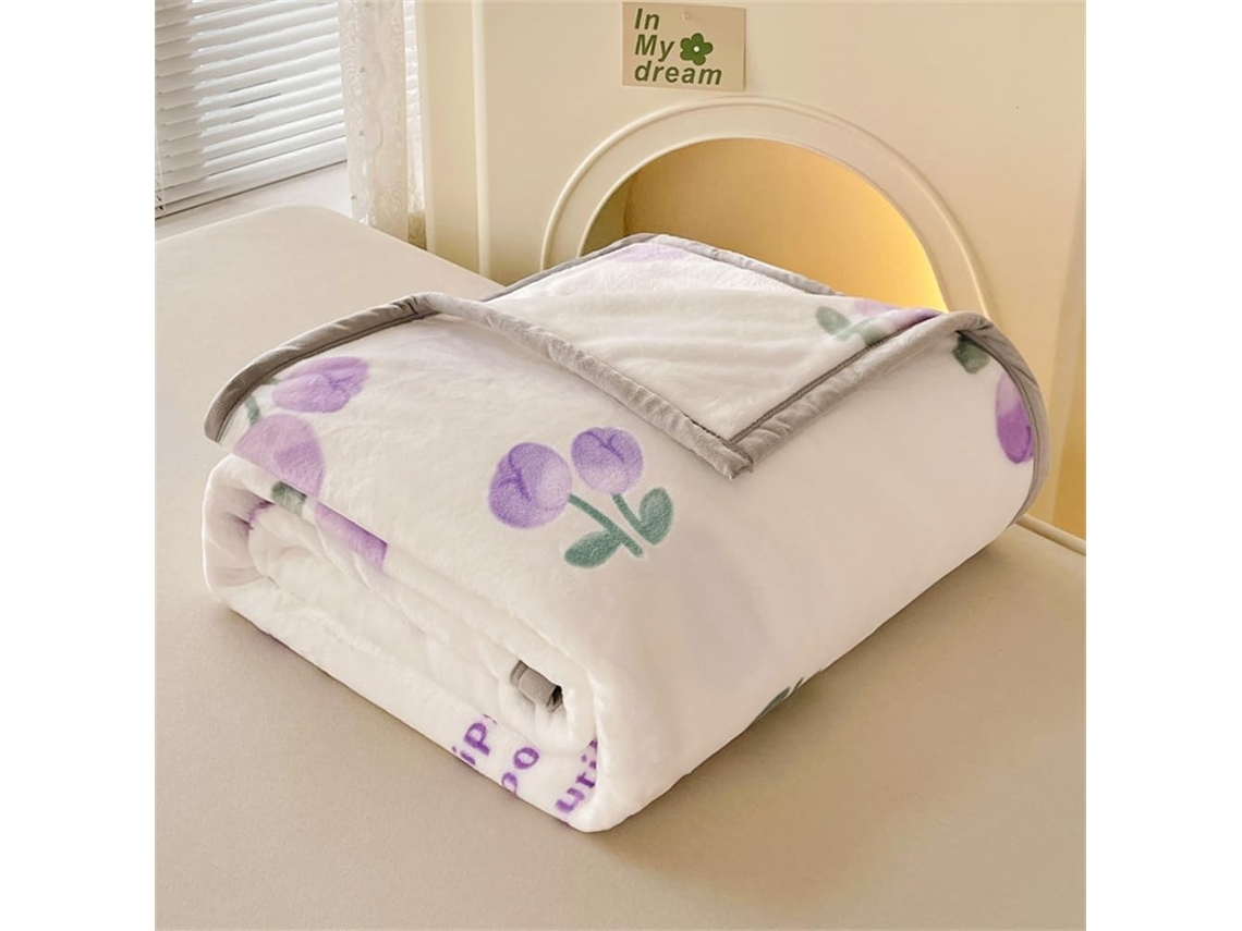 Manta de Flanela Lã com Estampa Floral Fansu Microfibra Macia e Quente para o Inverno Colcha Fofa Quarto Sofá