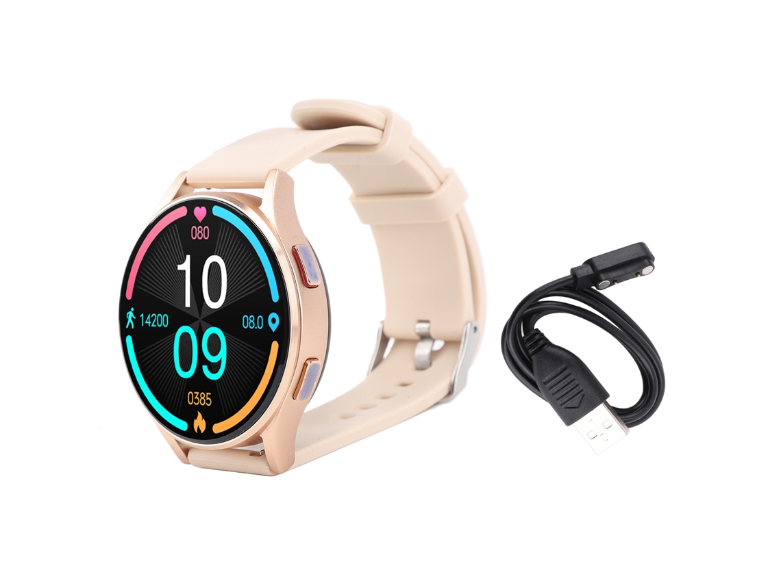 Relógio Inteligente 1.43 Polegadas Bluetooth Chamadas Modos Esportivos Fitness Tracker Ouro Rosa