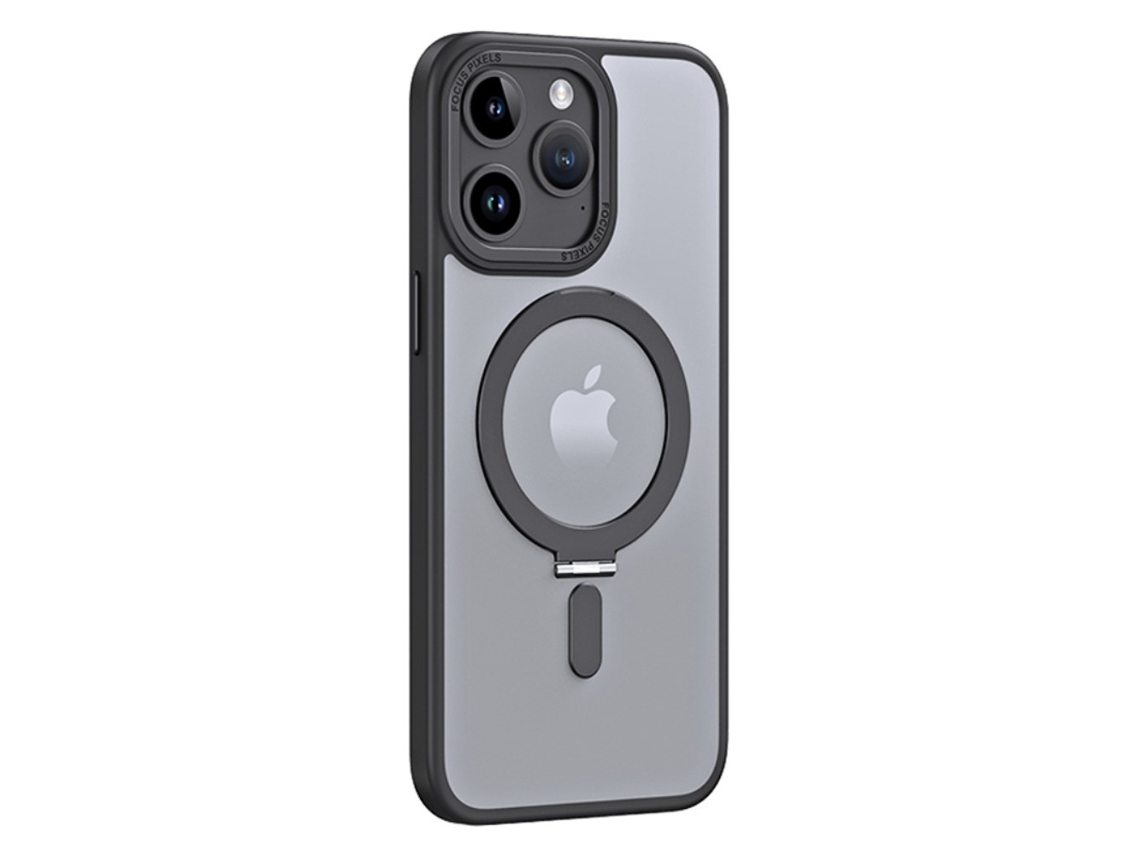 Suporte Casa Para Iphone 15 Pro Pele Sintética Magnética Preto