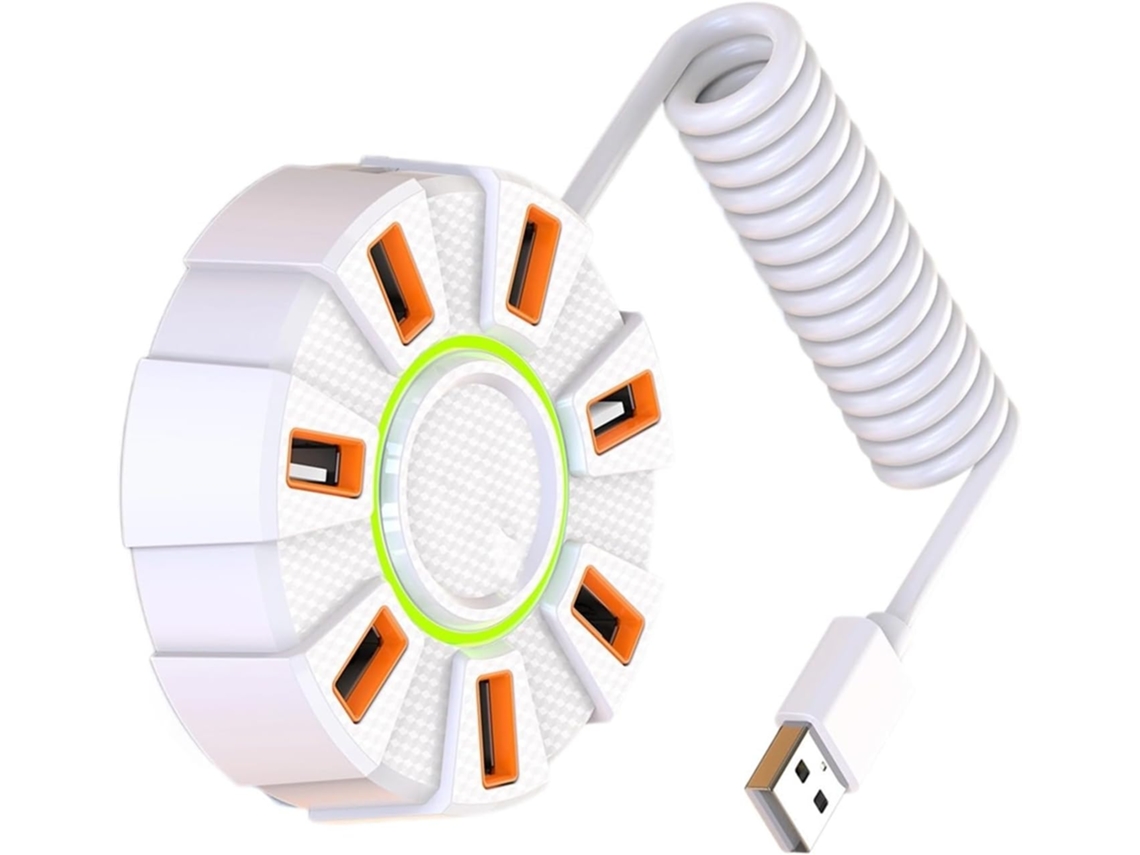 Hub Usb 2.0 Para Múltiplos Dispositivos, 7 Portas Com Iluminação