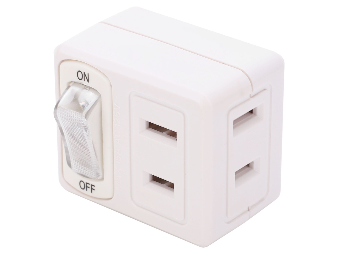 Laxiscreed Adaptador De Energia Com Interruptor, Conector De 2 Pinos E Duplo Tomada