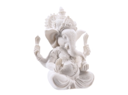 Decoração Resina Branca Ganesha 7.5x6x9.5cm