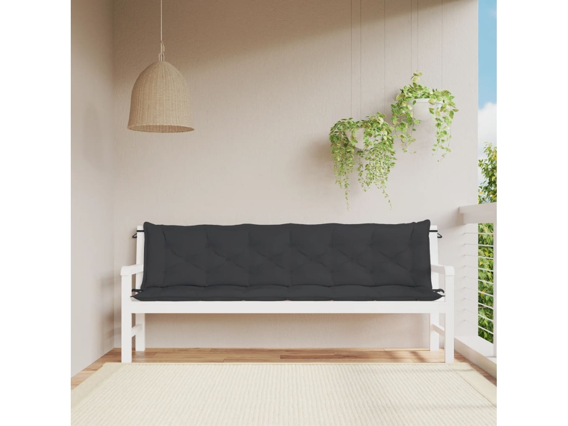 Vidaxl Almofadões Banco Jardim 2 Pcs 200x50x7cm Tecido Oxford Preto