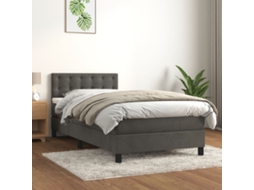 Vidaxl Cama Com Molas/colchão 80x200 Cm Veludo Cinza-escuro