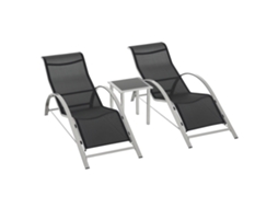 Conjunto de 2 Mesas de Jardim PENGJIANG SHOP com vidro, 59x169x66cm, vermelho e zinco