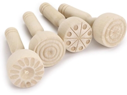 Kit com Carimbos de Madeira para Argila, Ferramentas de Cerâmica com Cabo de Madeira, Kit com 4 Moldes para Modelagem em Argila AQUAFORGE