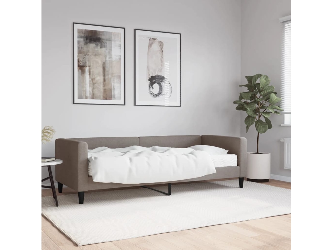 Sofá cama con colchón de 80x200 cm, tela gris-marrón