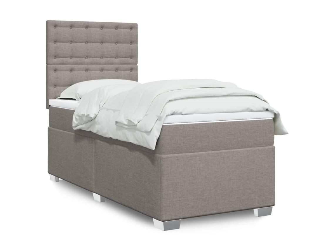 Vidaxl Cama Com Molas/colchão 100x200 Cm Tecido Cinza-acastanhado