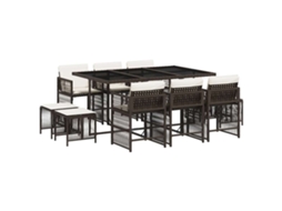 Conjunto de 11 Jantar para Jardim com Almofadões Vime Pe Castanho MAISON EXCLUSIVE