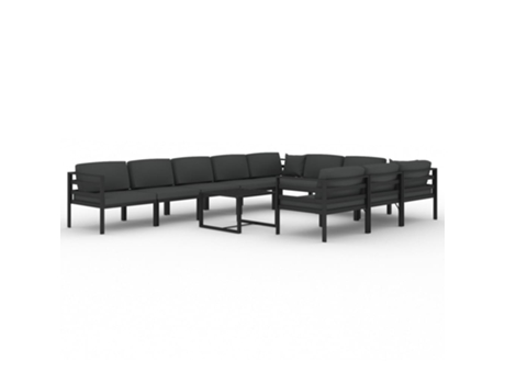 11 Peças Conjunto Lounge Jardim com Almofadões Alumínio Antracite CLICNBUY