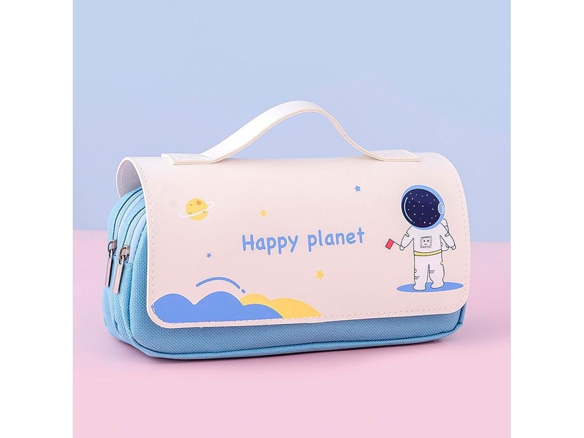 2026 linjou Estojo de Lápis Grande com Astronauta Azul, Estojo Escolar Fofo, Resistente À Água, Multifuncional