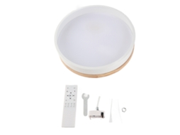 Rebe-lâmpada De Teto Led Embutida Redonda De Madeira Regulável Sem Escada Com App E Controle Remoto 30cm/11.8in Para Quarto E Corredor