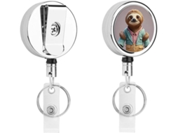 Porta Crachá Em Formato De Bicho Preguiça, Compacto E Leve, Retrátil, Em Metal, Com Clipe E Chaveiro Ideal Para