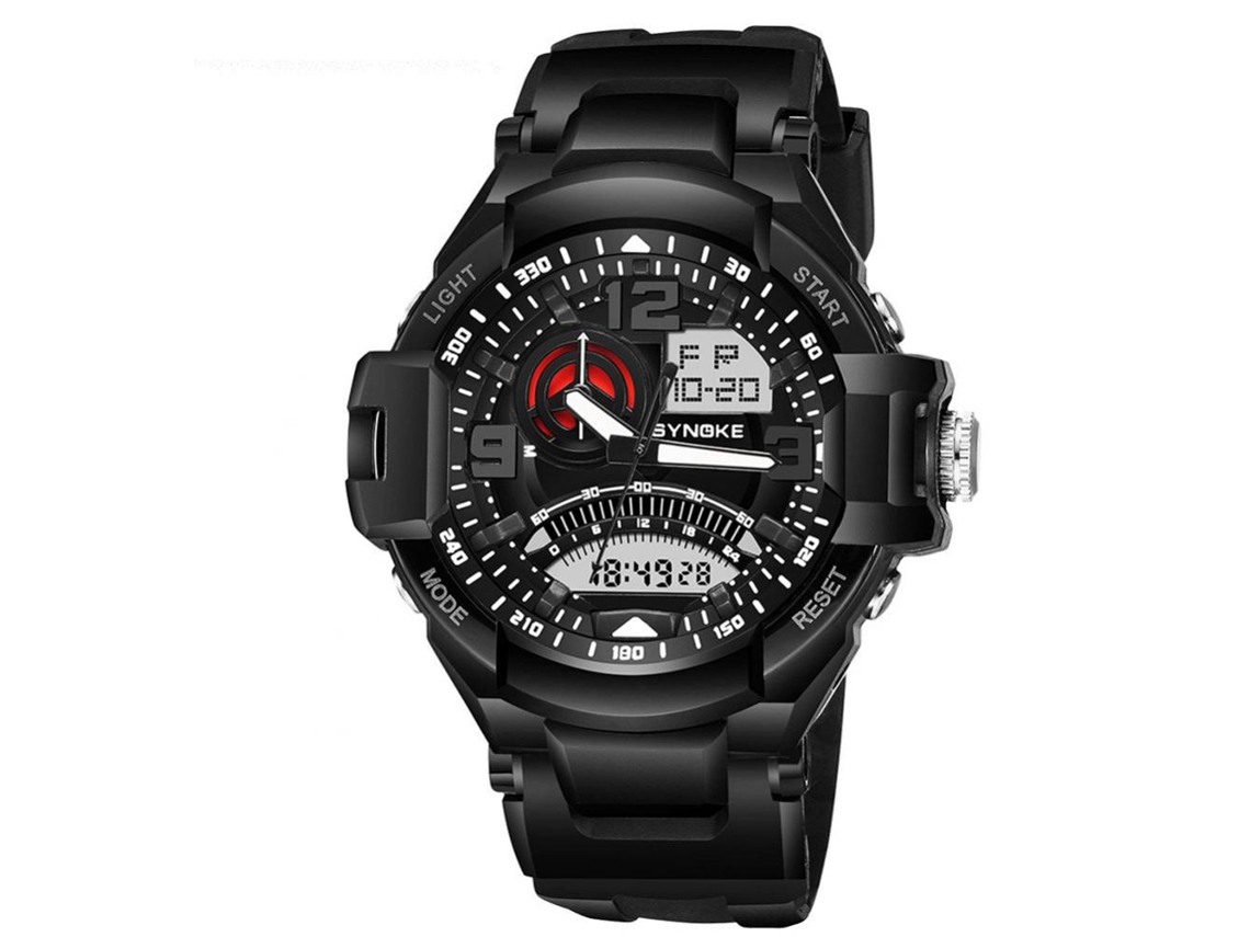 Relógio esportivo eletrônico multifuncional Synoke, moderno e elegante, ideal para natação (preto)