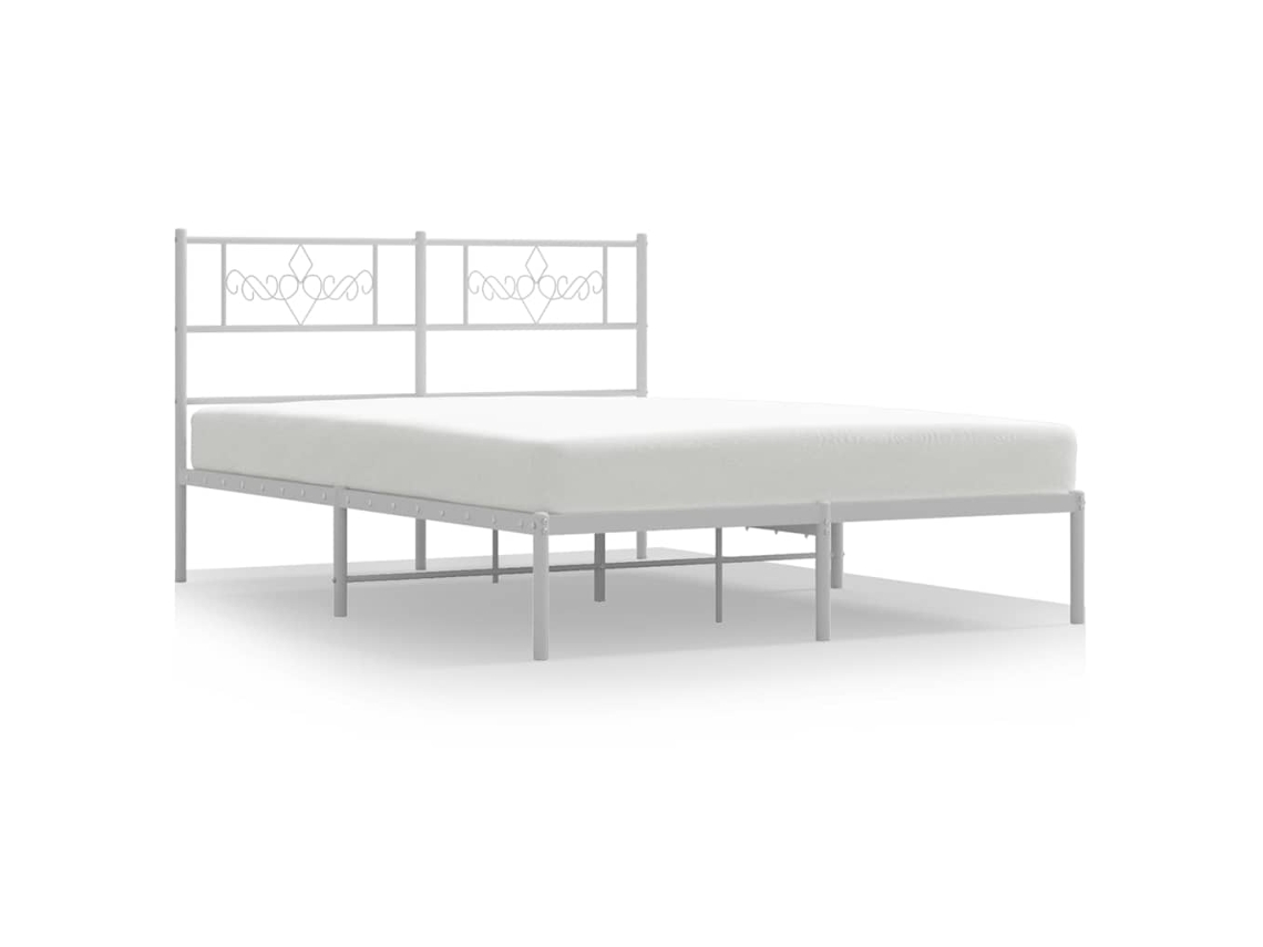 Bed Frame, Bed Frames Vidaxl Branco Aço (150 X 200 Cm)