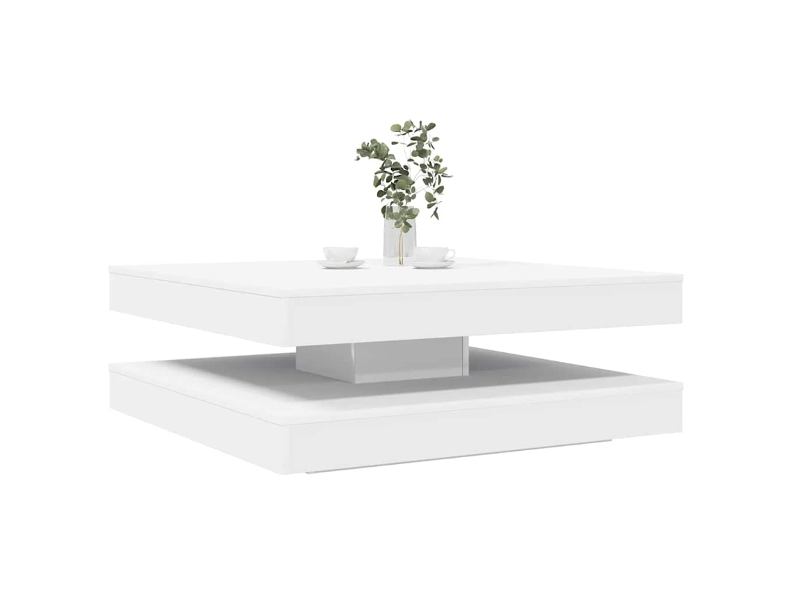 Vidaxl Mesa De Centro Rotativa A 360 Graus 90x90x34,5 Cm Branco