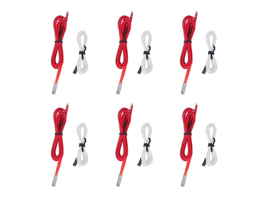 Kit de Acessórios para Extrusor de Impressora 3d com 6 Tubos de Aquecimento 12v 40w e 6 Termistores S/MARCA