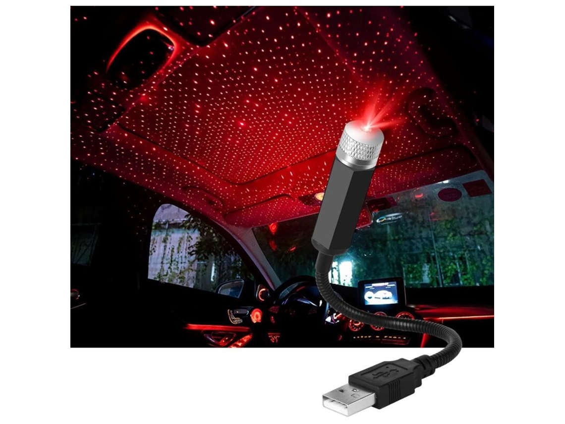Projetor de Céu Estrelado com Led Usb para Teto Carro, Luz Noturna Vermelha com Modos Ajustáveis, Ambiente Romântico para Casa e Festas BRILVIBERA