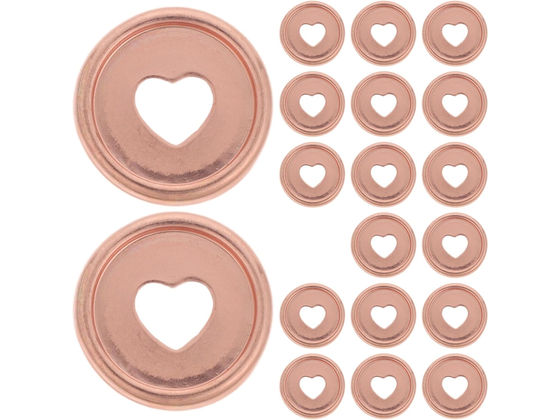 Anéis De Encadernação Plástico Em Formato Coração Na Cor Ouro Rosa, Discos Redondos De 2, 4cm Para Planners, 50 Peças